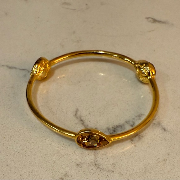 Swarovski Amber Crystal Gold Tone Bangle Bracelet - Picture 1 of 7